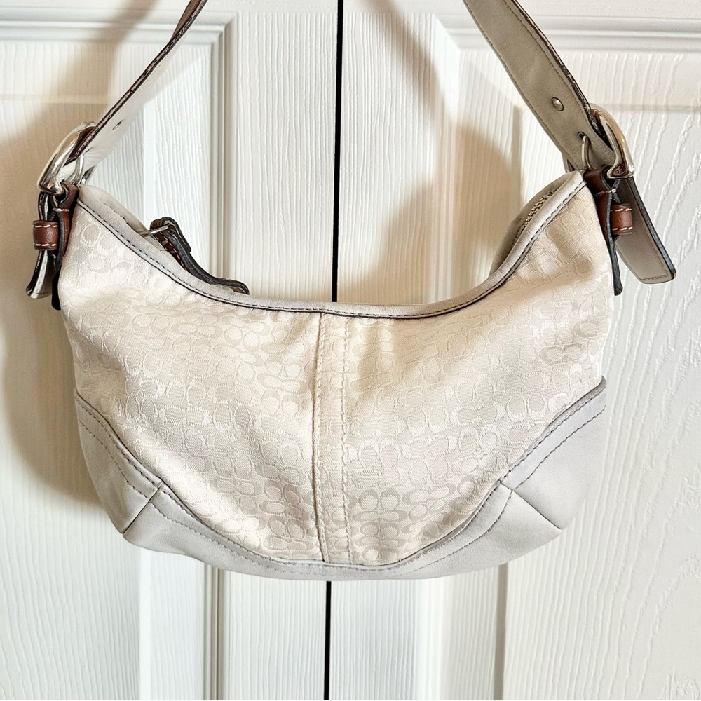Y2K Coach 5357 Signature C Demi Baguette Mini Hobo Ivory Jacquard Shoulder Bag - Picture 3 of 15